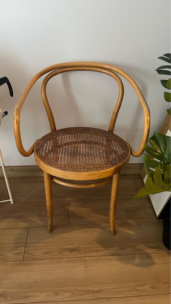 Vintage Çek Üretimi Bentwood Hasır Kolçaklı Sandalye – CZECH REPUBLIC - 2