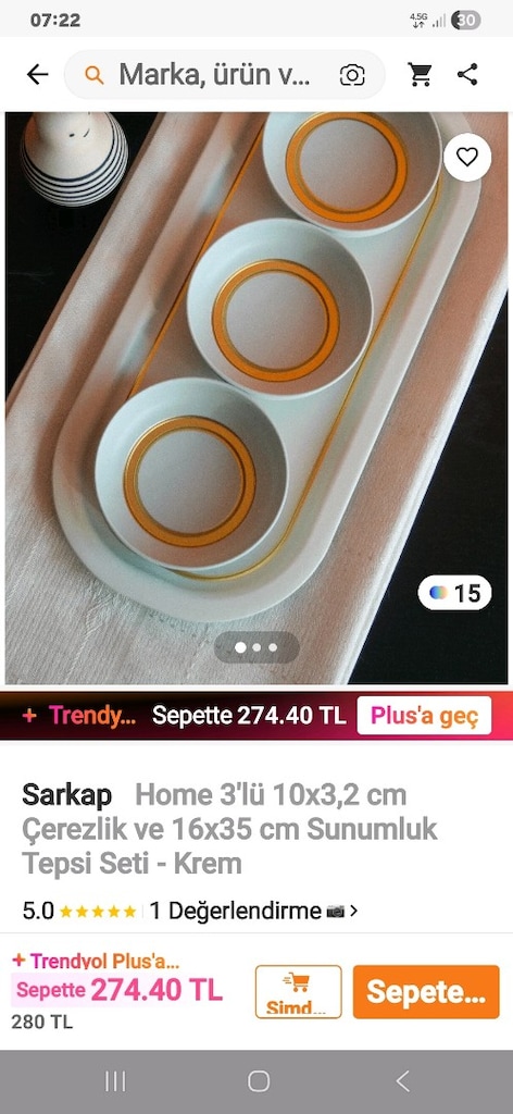 SARKAP HOME 3 LÜ ÇEREZLİK VE SUNUM TEPSİSİ KREM RENGİ SIFIR KOCAELI - 5