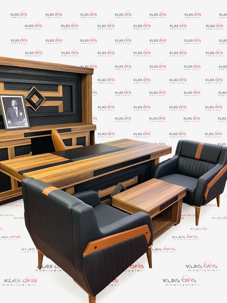 KLAS OFİS PENDİK 210x90 BAROK CEVİZ MAKAM TAKIMI FULL KOLTUKLU - 2