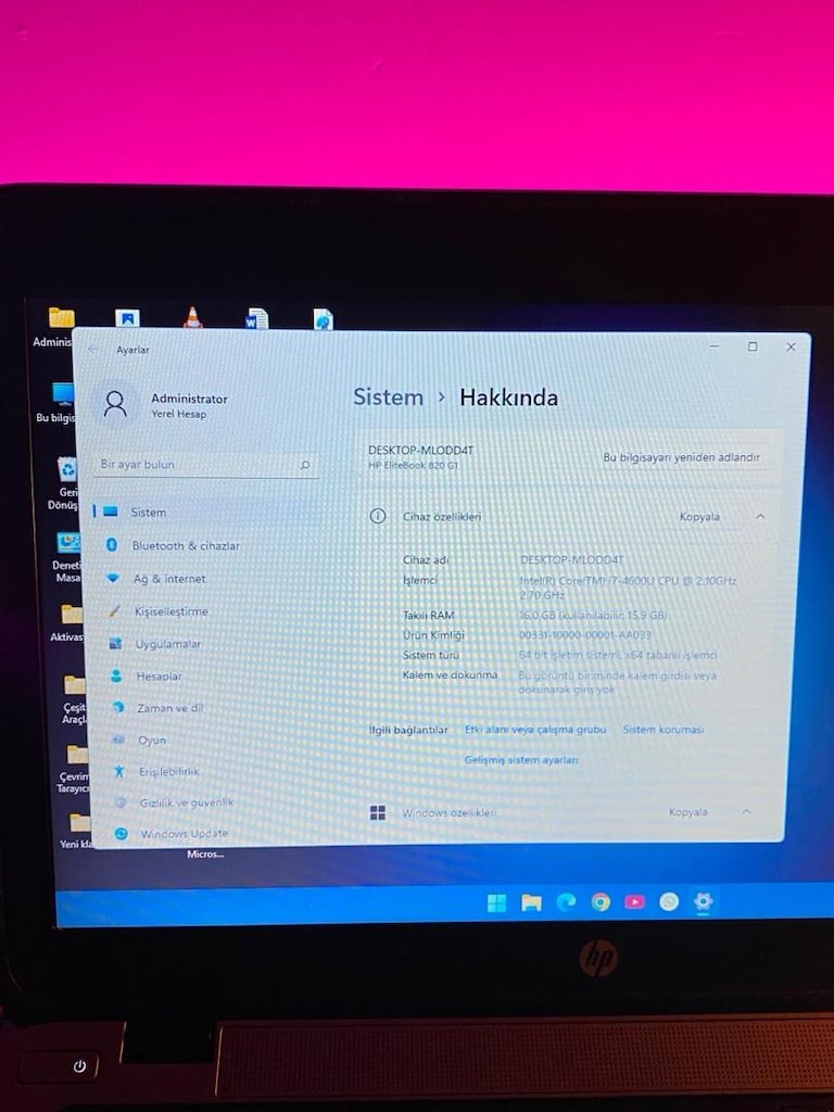 HP-İ7-16GB RAM-128GB SSD METAL KASA LAPTOP - 3