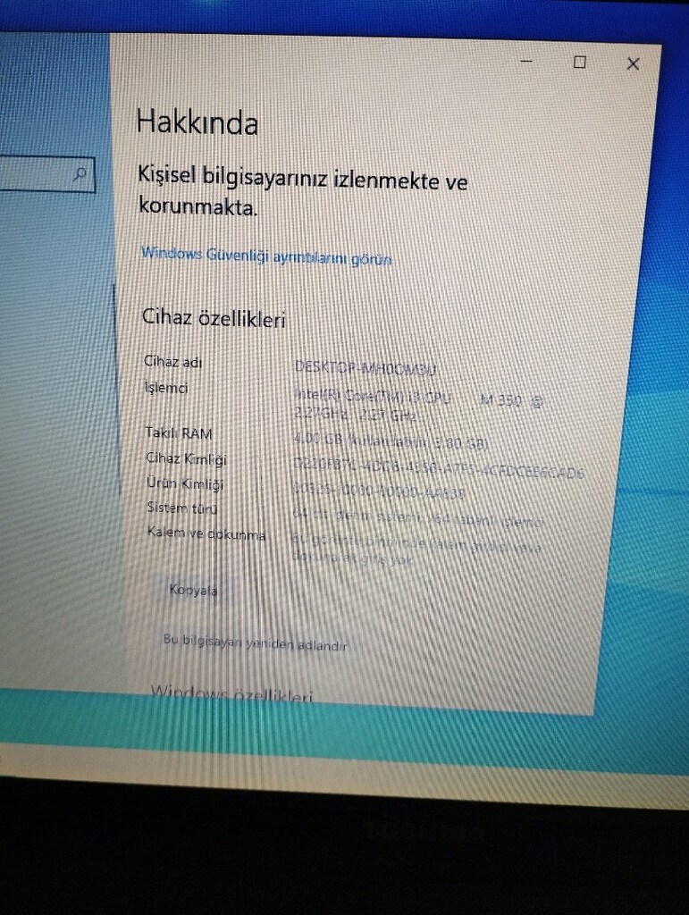 i3 dört çekirdek işlemcili Toshiba marka laptop - 2