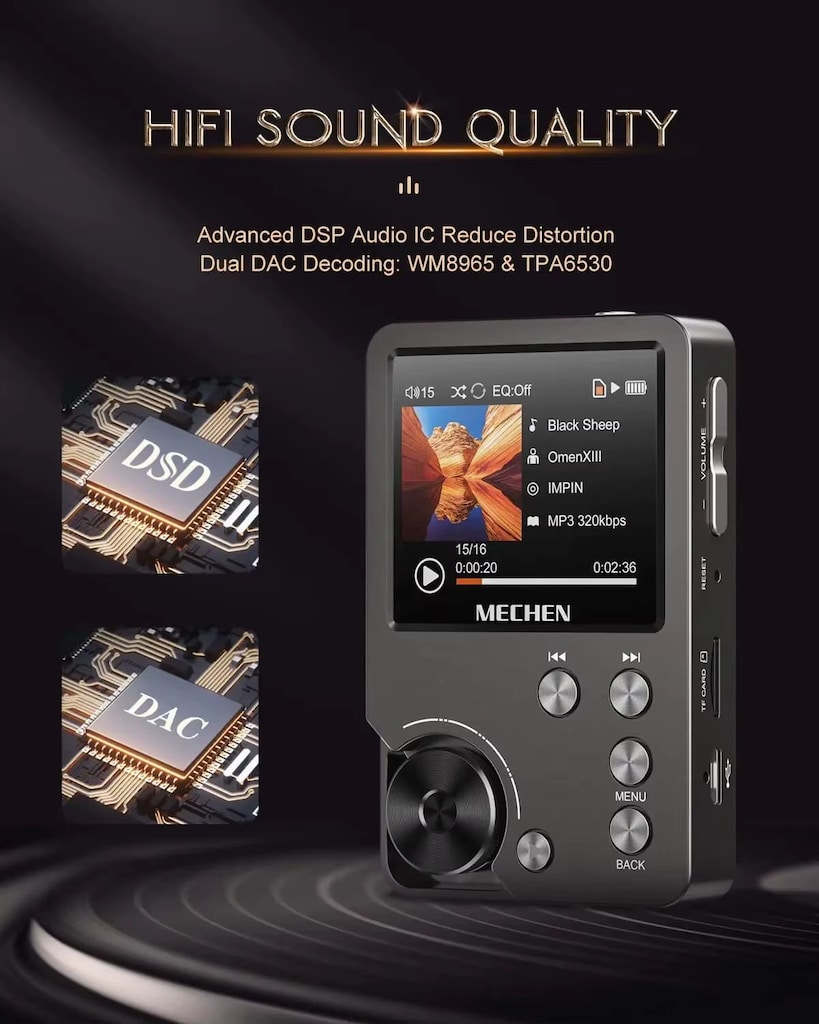 MECHEN M30 MP3 Çalar, Hi-Res DSD FLAC DAC CUE Yüksek Çözünürlük - 3