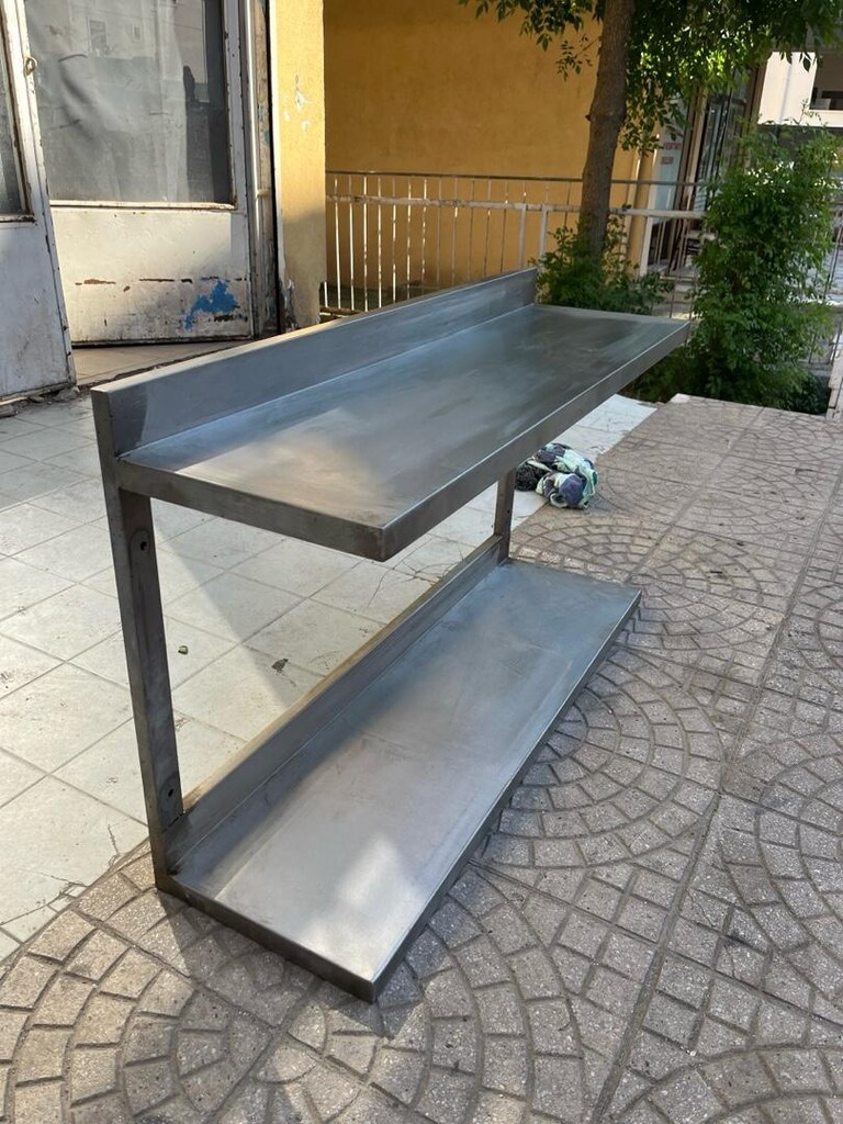 100x30 İKİ KATLI DUVAR RAFI 304 KROM PASLANMAZ - 4