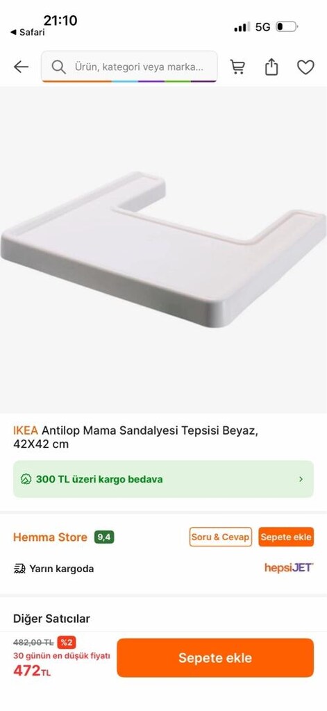 ikea mama sandalyesi tepsisi ve ayağı - 3
