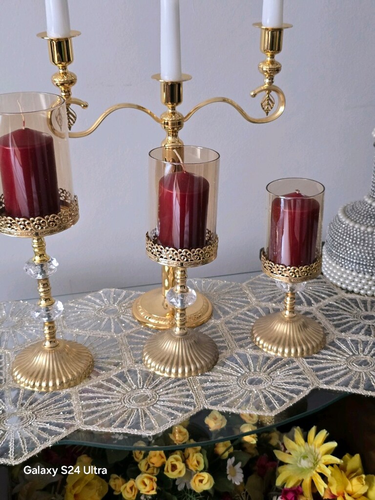 3 lü gold bal rengi cam samdam - 2