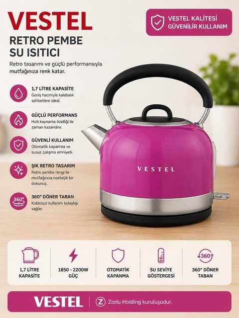 Vestel retro pembe su ısıtıcı
