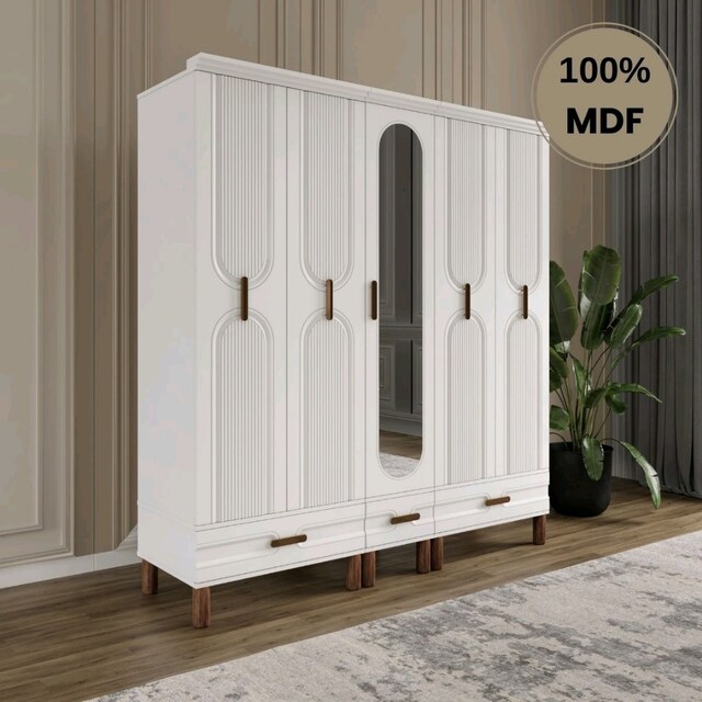 5 kapaklı gardırop elbise dolabı mebran mdf sıfır imalattan