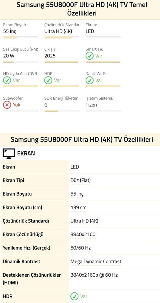 Samsung 50U8000F 127 EKRAN 4K SMART TV ( İST TESLİMAT VARDIR ) - 5