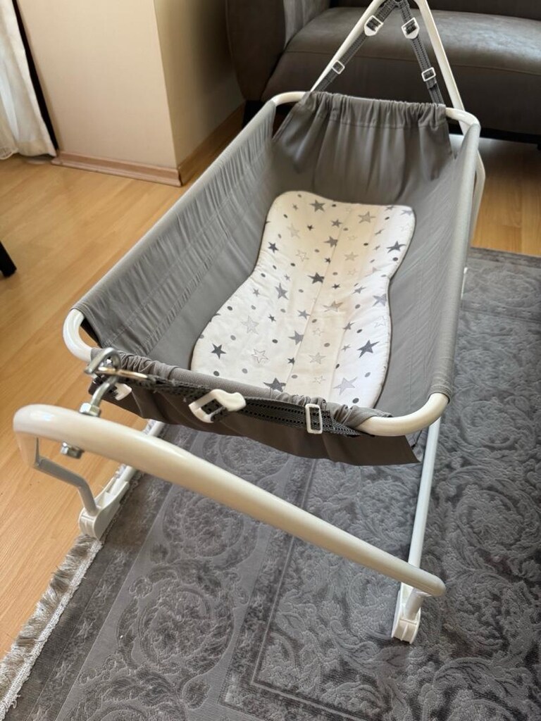 Holmen Katlanır ve Sallanabilir Bebek Hamağı Gri - 4