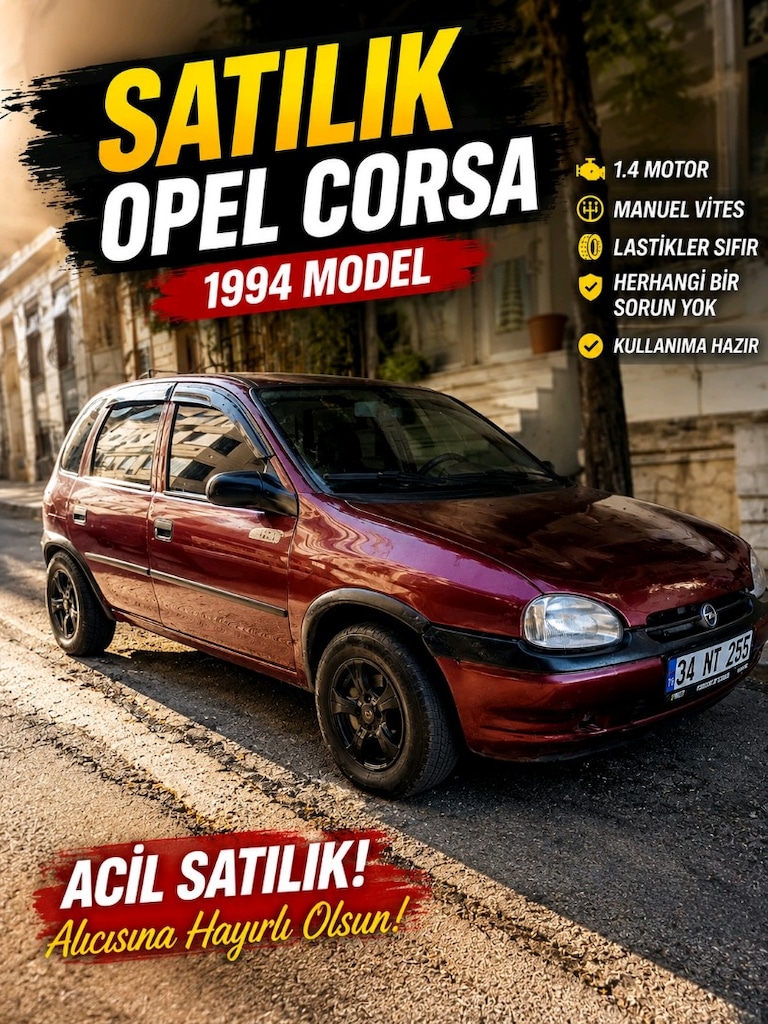 ACİL SATLIK OPEL CORSA B 1.4 SİFİR MUAYNE - 5