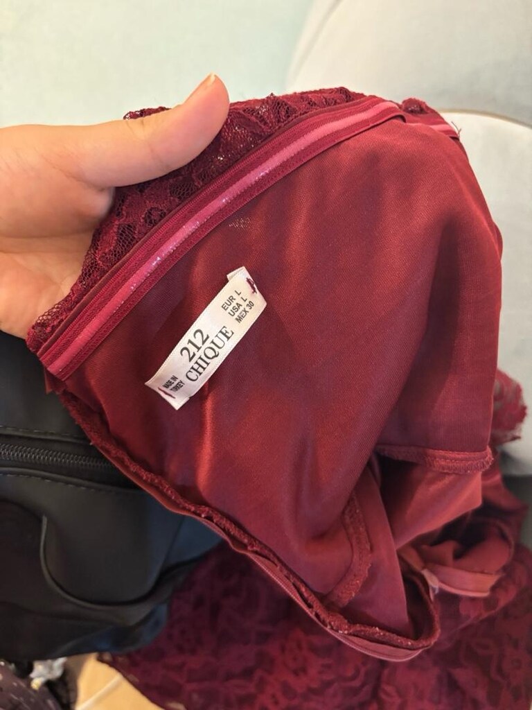 bayan abiye kısa güpür L beden bordo temiz kusursuz - 3