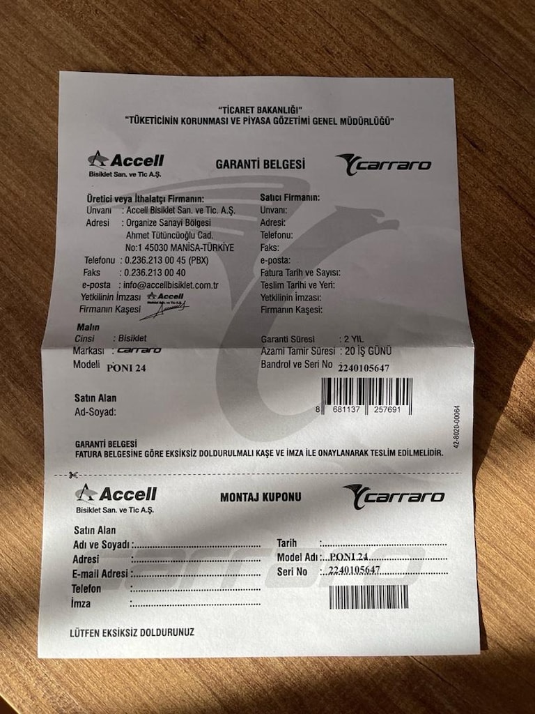 Satılık Carraro Poni bisiklet - 5