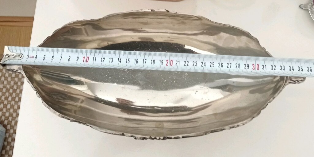 Antik Oymalı 50 Yıllık Pirinç Üzeri Gümüş Kaplama Gondol Şekerlik - 3