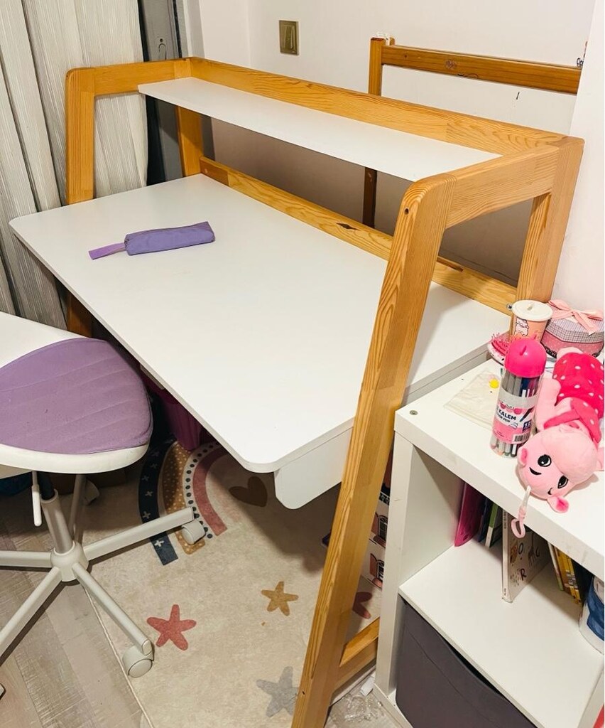 Çalışma Masası Kitaplıklı doğal ahşap Vivense