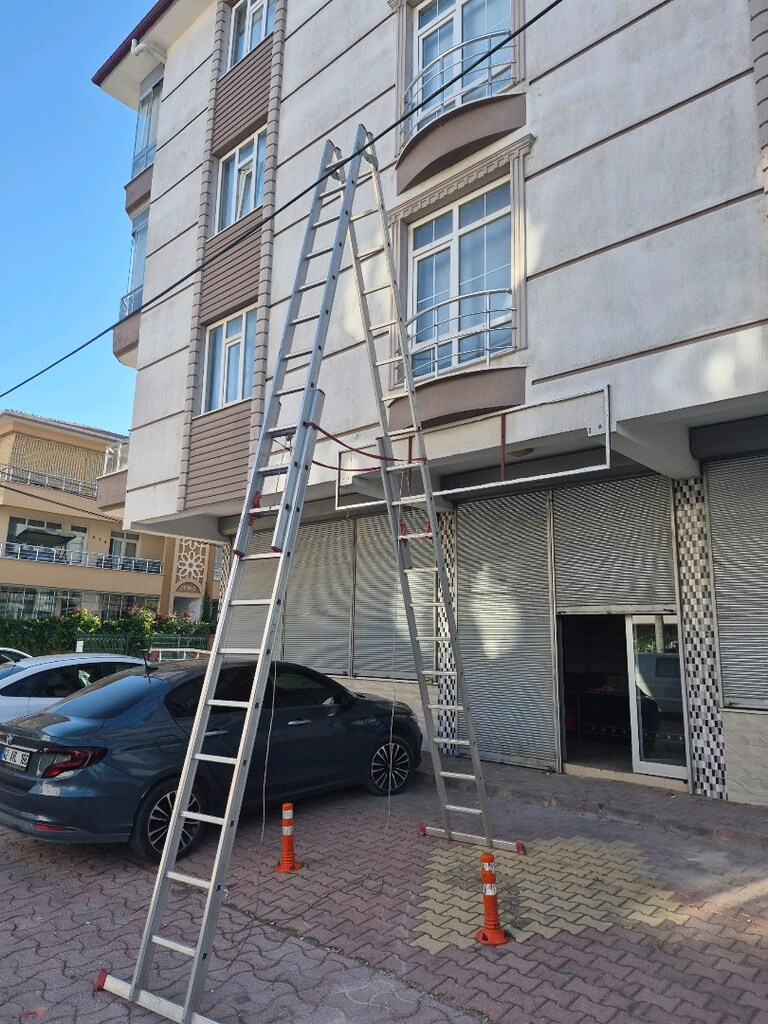 aliminyum sürgülü 4 kademeli ipli merdiven ikinci el sıfır ayarında - 12