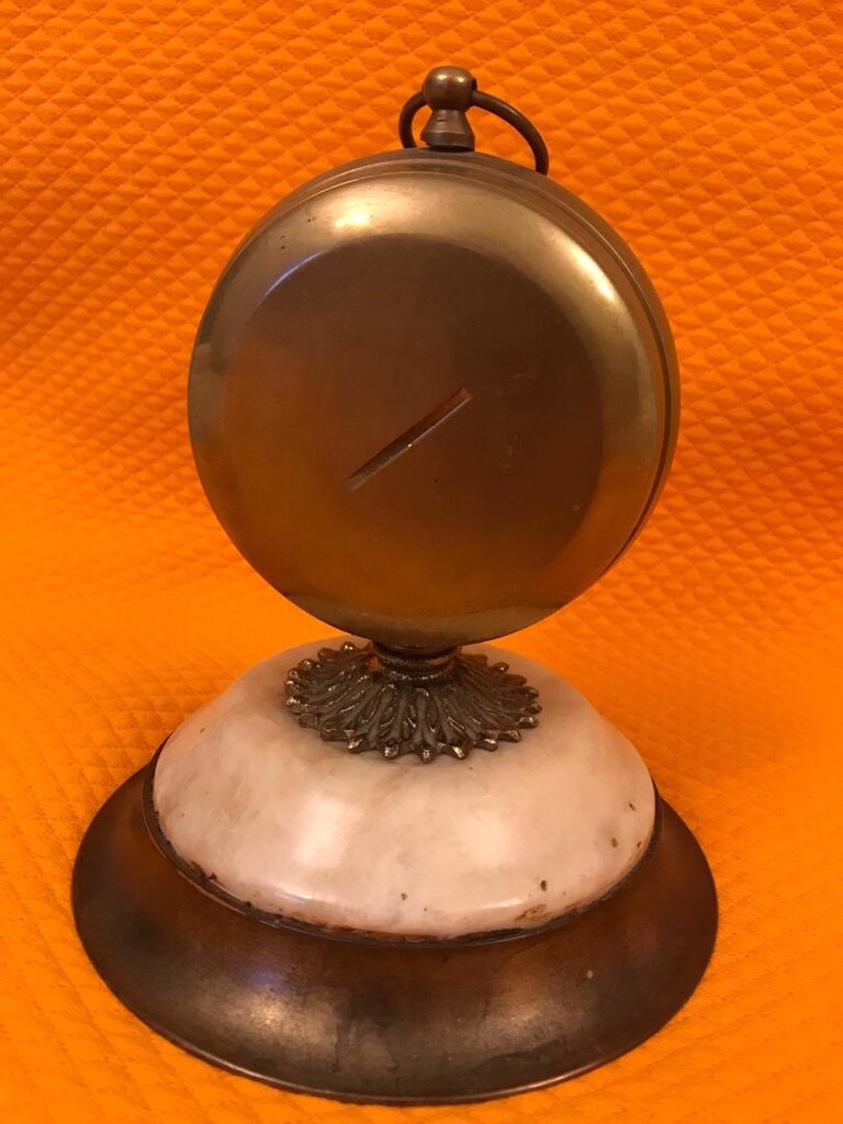 vintage monolog pirinç ve mermer karışımı masa üstü Alman üretimi saat - 2