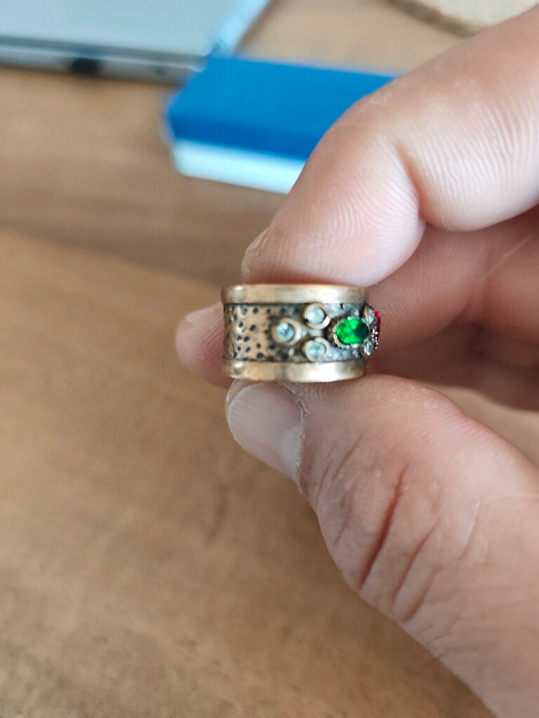 TAŞLI OTANTİK BRONZ YÜZÜK - 3