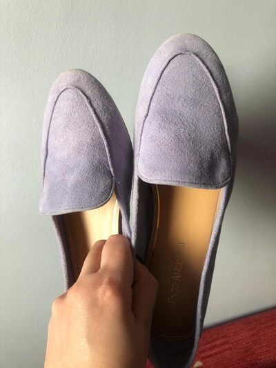 enzo angiolini italyan hakiki süet lila loafer