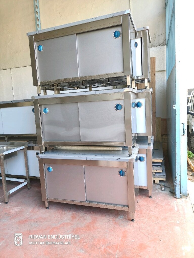 krom tezgah 140 cm krom çalışma tezgahı hazır mutfak dolaplı tezgah - 8