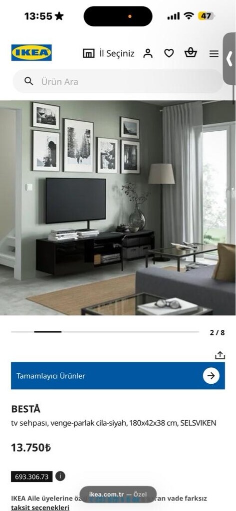 IKEA BESTA Serisi TV sehpası parlak siyah (180cm) - 6