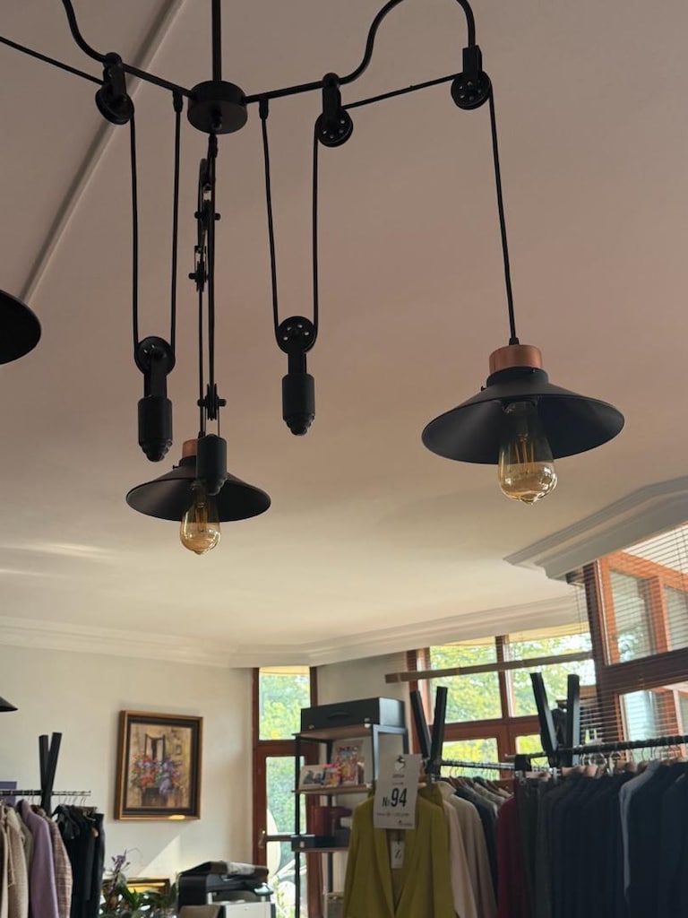 Endüstriyel Loft – 3’lü Makaralı Sarkıt Avize 2 tane 3 lü 2 tane aplik - 10