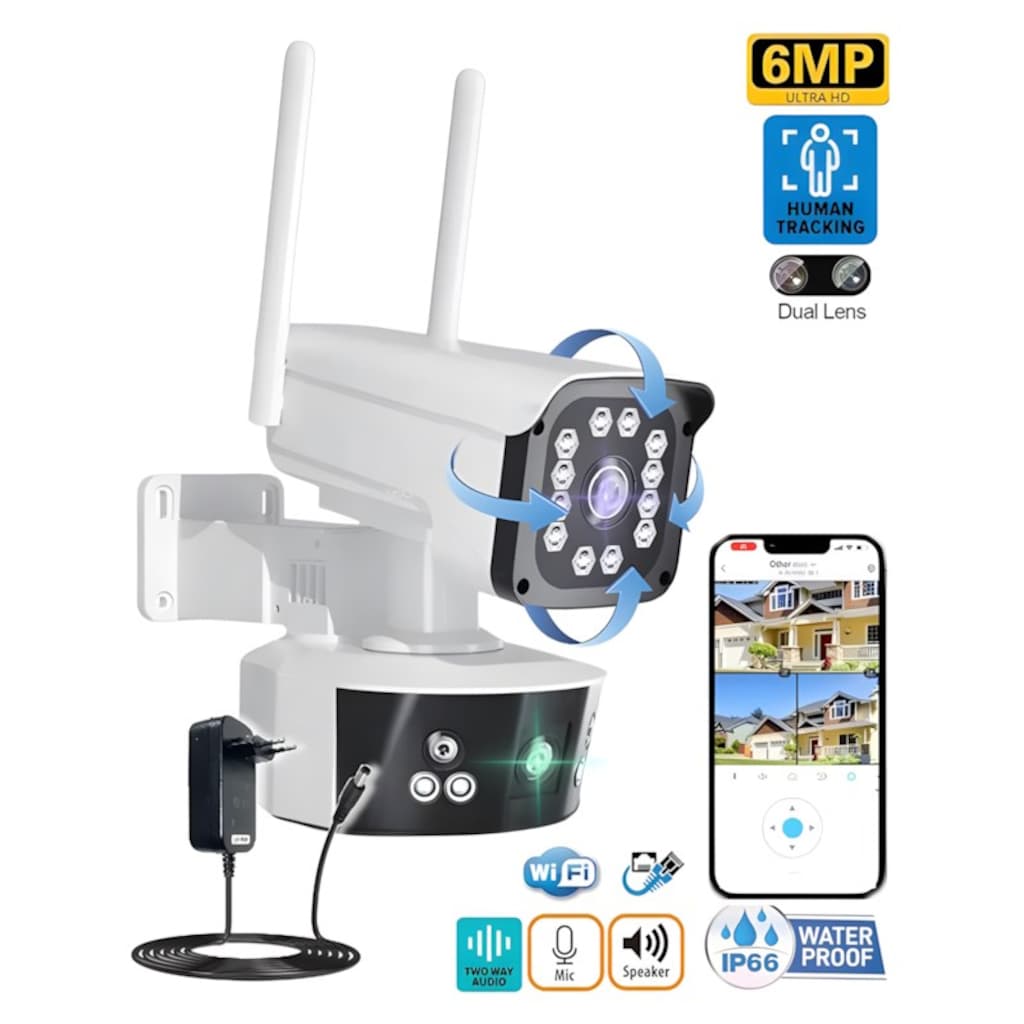 O-Kam 3032 6 MP Gece Görüşlü IP Wi-Fi Güvenlik Kamerası - 4