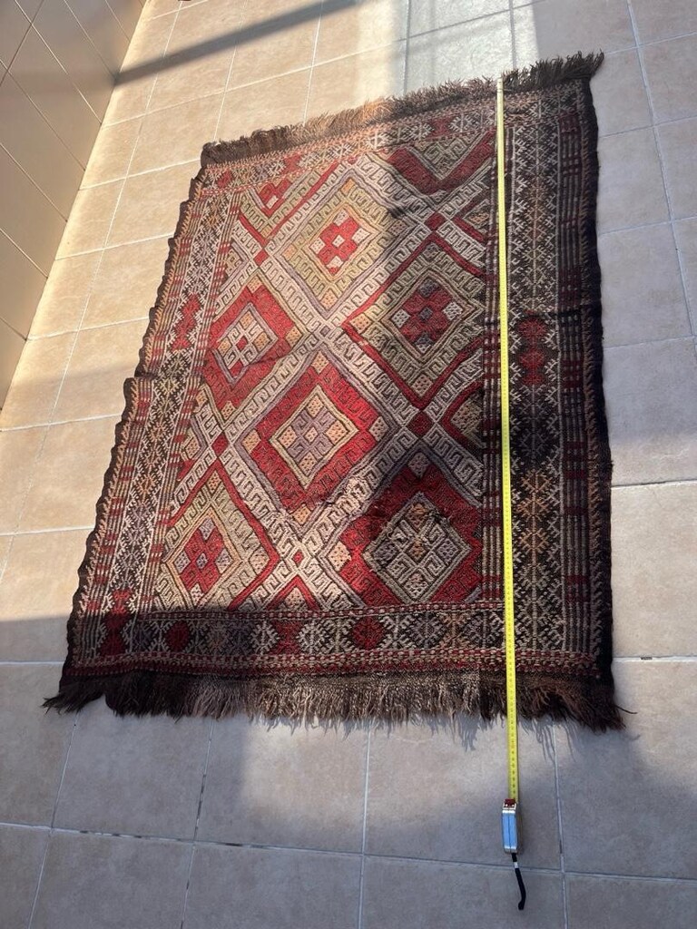 antika yün el dokuma kilim - 5