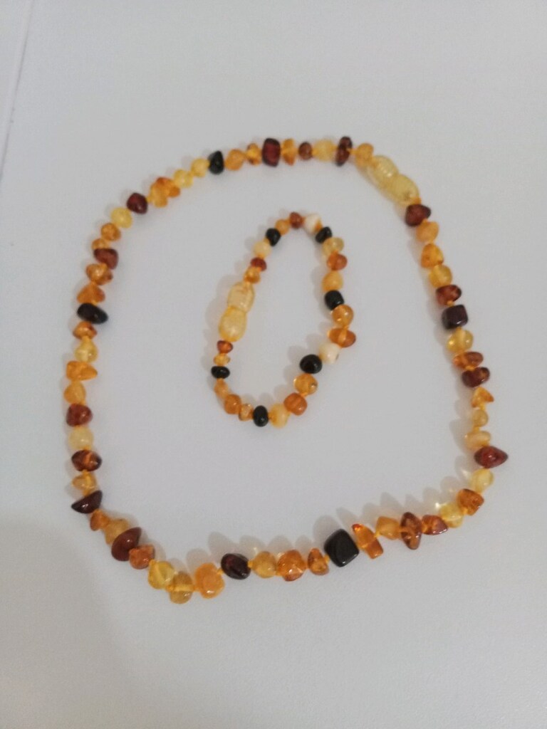 Damla Kehribar bebek kolye ve bileklik seti - 3