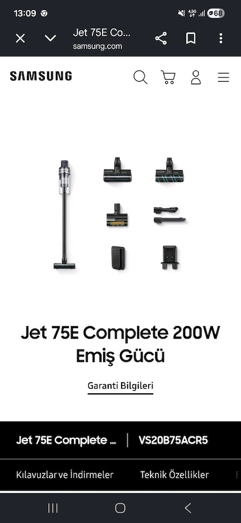 SAMSUNG JET 75 SARJLI DIKEY SUPURGE