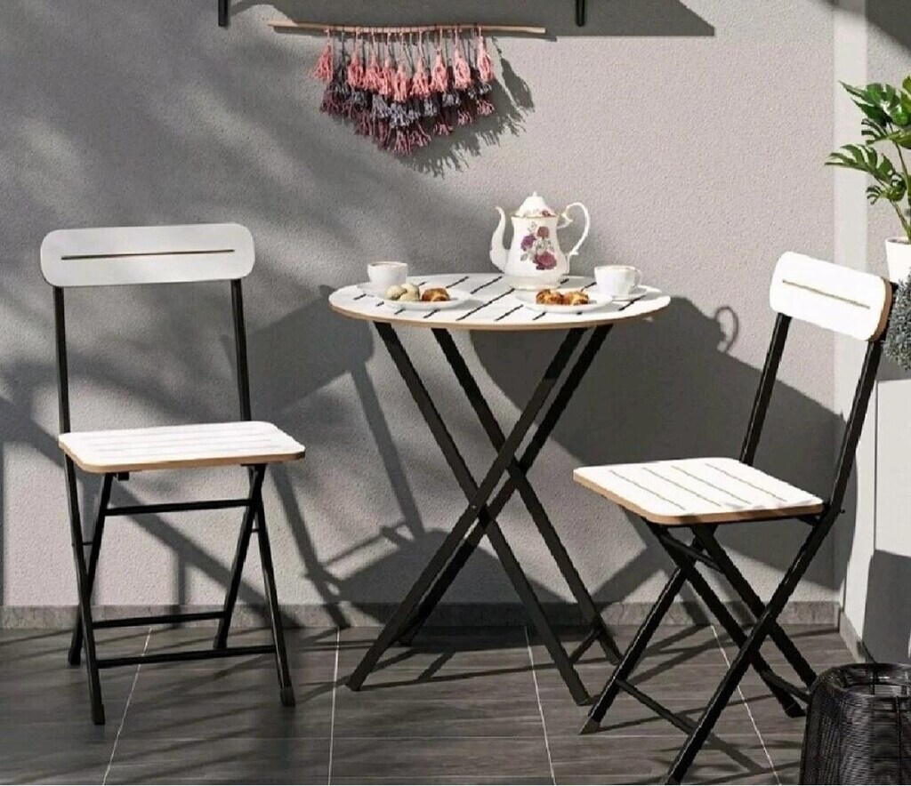 Mdf bistro kırma katlanır balkon bahçe cafe mutfak masa seti - 3