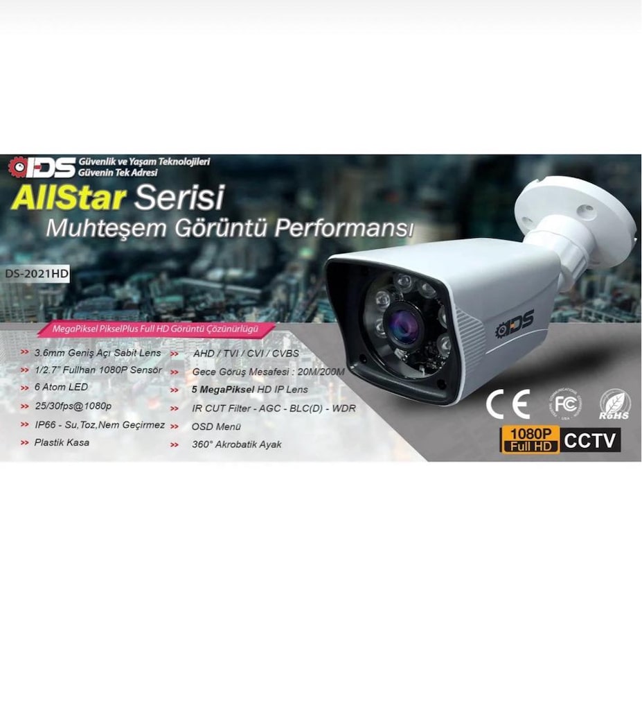 IDS 8 Kameralı Güvenlik Kamerası Seti Sony lensli Full HD Gece Görüşlü - 5