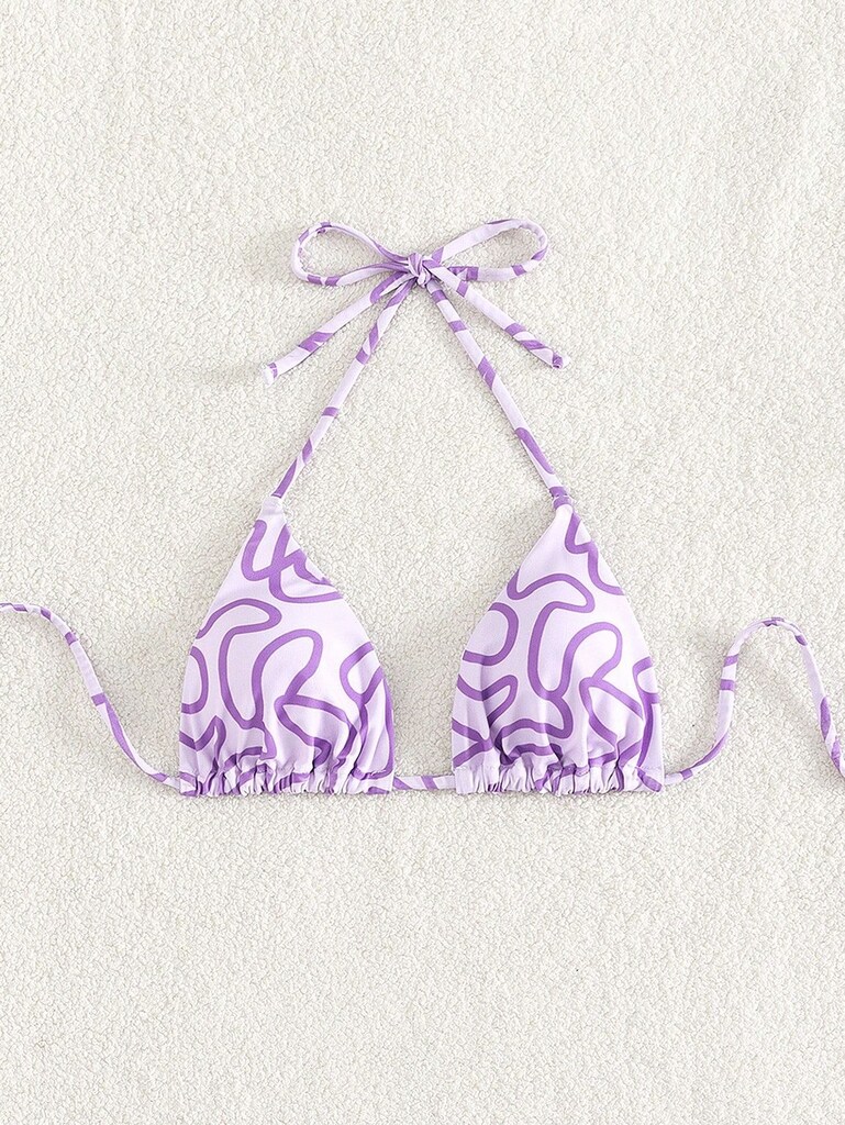 B178 Popüler Çizgili Zebra Desenli Bikini Üstü Push-Up Mayo Tekli Pake - 3