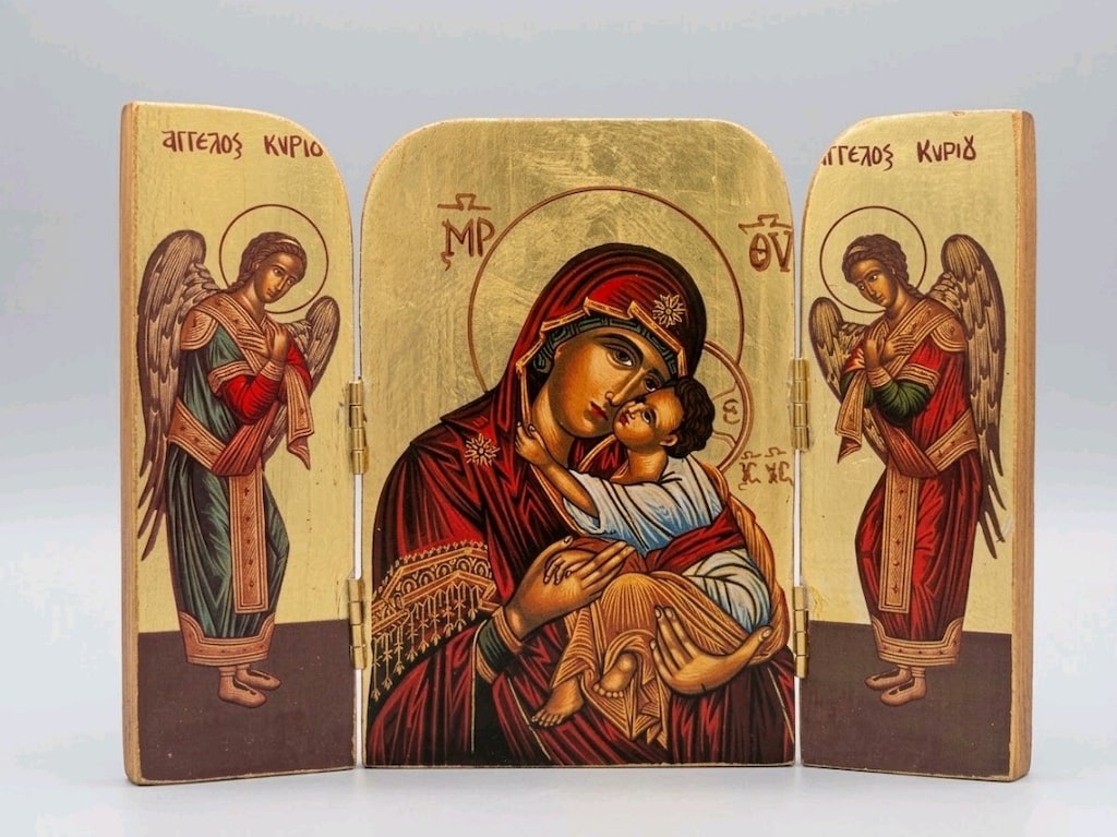 Ahşap El İşi Meryem Ana İkonası