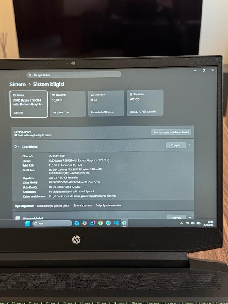 HP Pavilion Gaming Ryzen 7 5800H RTX 3050 Ti 16GB 512GB SSD Laptop - 10