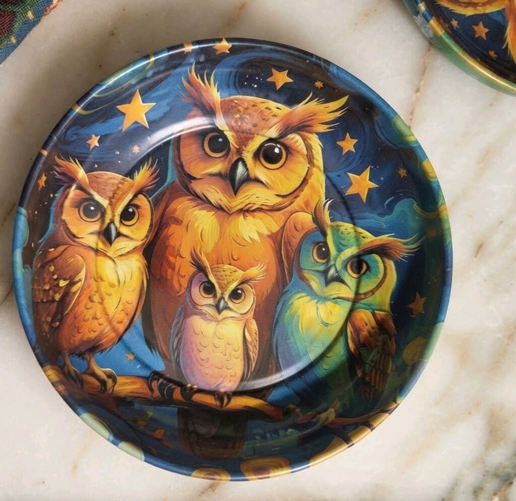 Baykuş Desenli Dekoratif Tabak 3lü (11cm) - 3