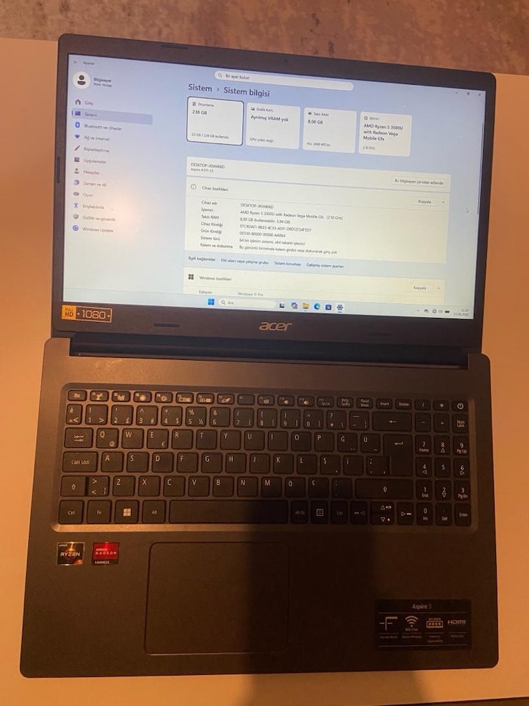 TEMİZ ACER ASPIRE 3 A315-23 - 9