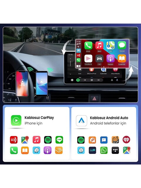 CarPlay Android Auto Kabloludan Kablosuza Çevirici