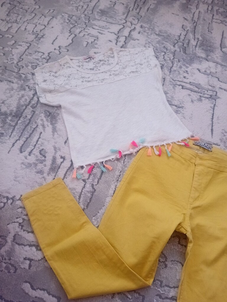 keten kot yuksel bel pantolon ve puskullu buluz - 9