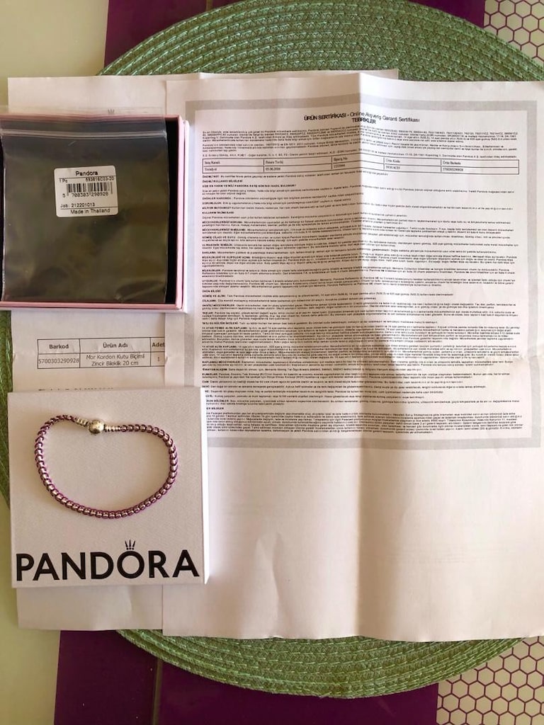 PANDORA (20cm) Mor Zincirli SERTİFİKALI Gümüş Bileklik - 4