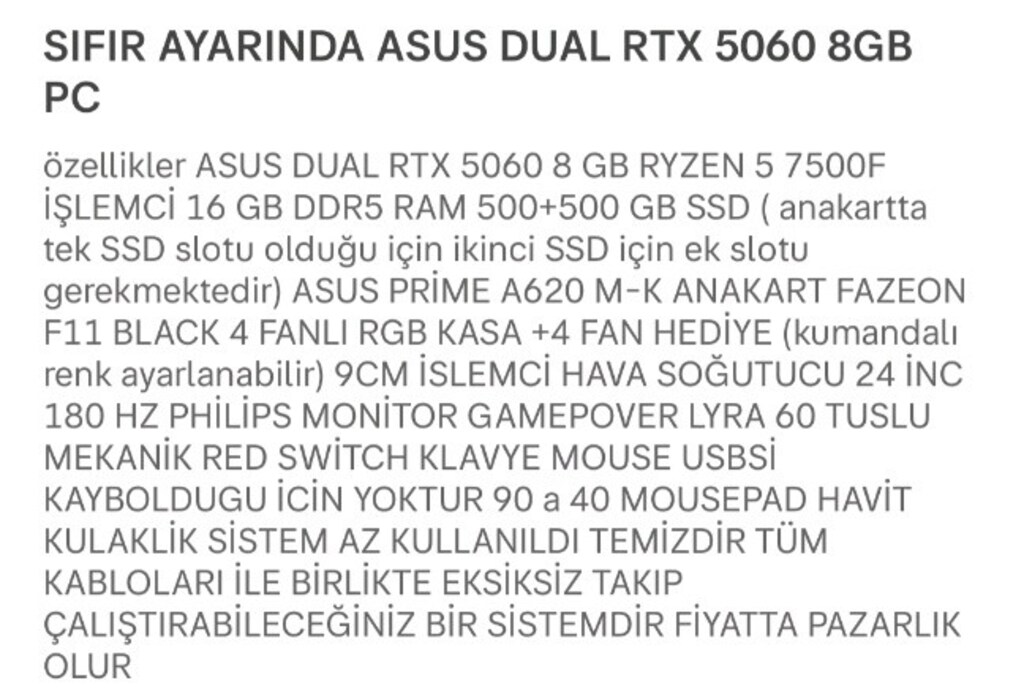 5060 oyuncu bilgisayarı - 2