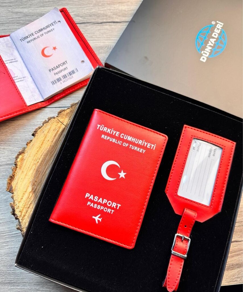 Pasaport Kılıfı, Pasaport Kabı Cüzdanı, Bagaj Valiz Etiketi 2’li Set - 7