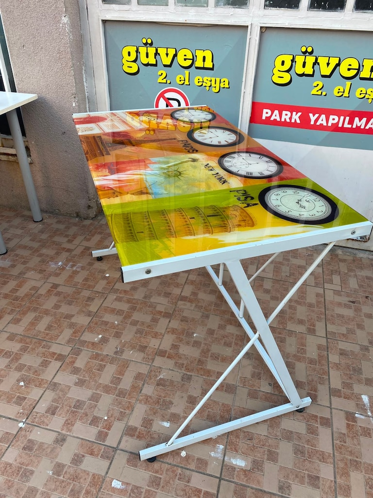 2. EL FERFORJE AYAKLI ÜSTÜ CAMLI ÇALIŞMA MASASI - 6