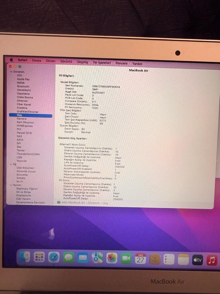 1 YIL GARANTİLİ MACBOOK AİR 2017 SIFIR AYARINDA PİL DEVİR SADECE 85 - 5