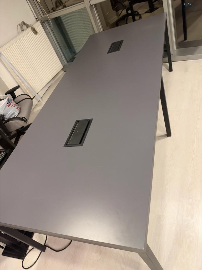 Modern Gri Toplantı Masası 250x100 cm – Prizli - 2