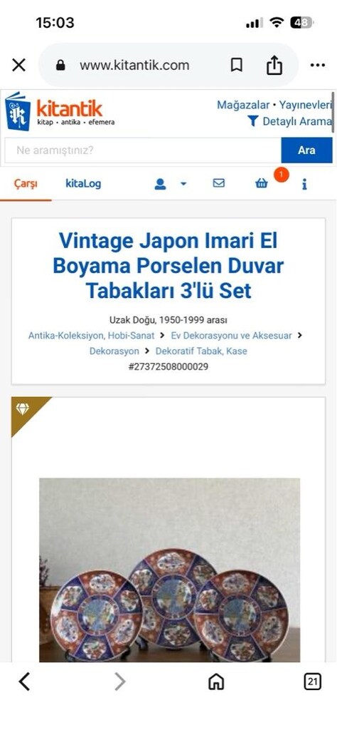 antika el boyama porselen tabak - 12