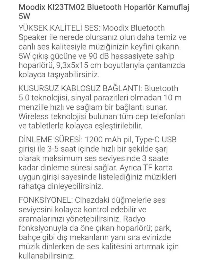 Bluetooth hoparlör ( Askeri kamuflaj desenli) - 5