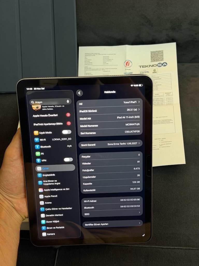 Apple iPad Air 7 / M3 / 128 GB / 11 AY GARANTİLİ - 4