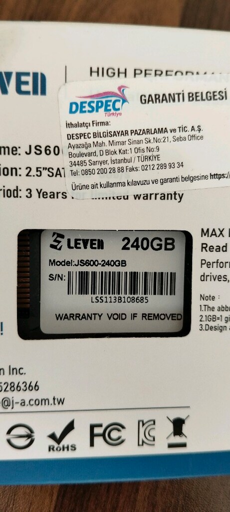 SSD 240 GB LEVEN SİFİR KUTUSUNDA - 7
