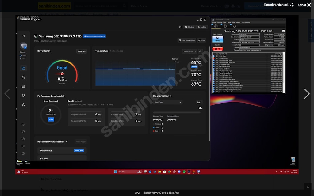Samsung 9100 Pro 1TB PCIe 5.0 NVMe M.2 SSD (Kutu, Fatura, Garanti Tam) - 2