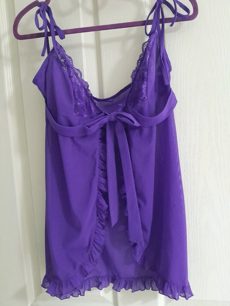 Sifir gibi, L-40, mor, ince askili, bagcikli firfirli bluz - 3